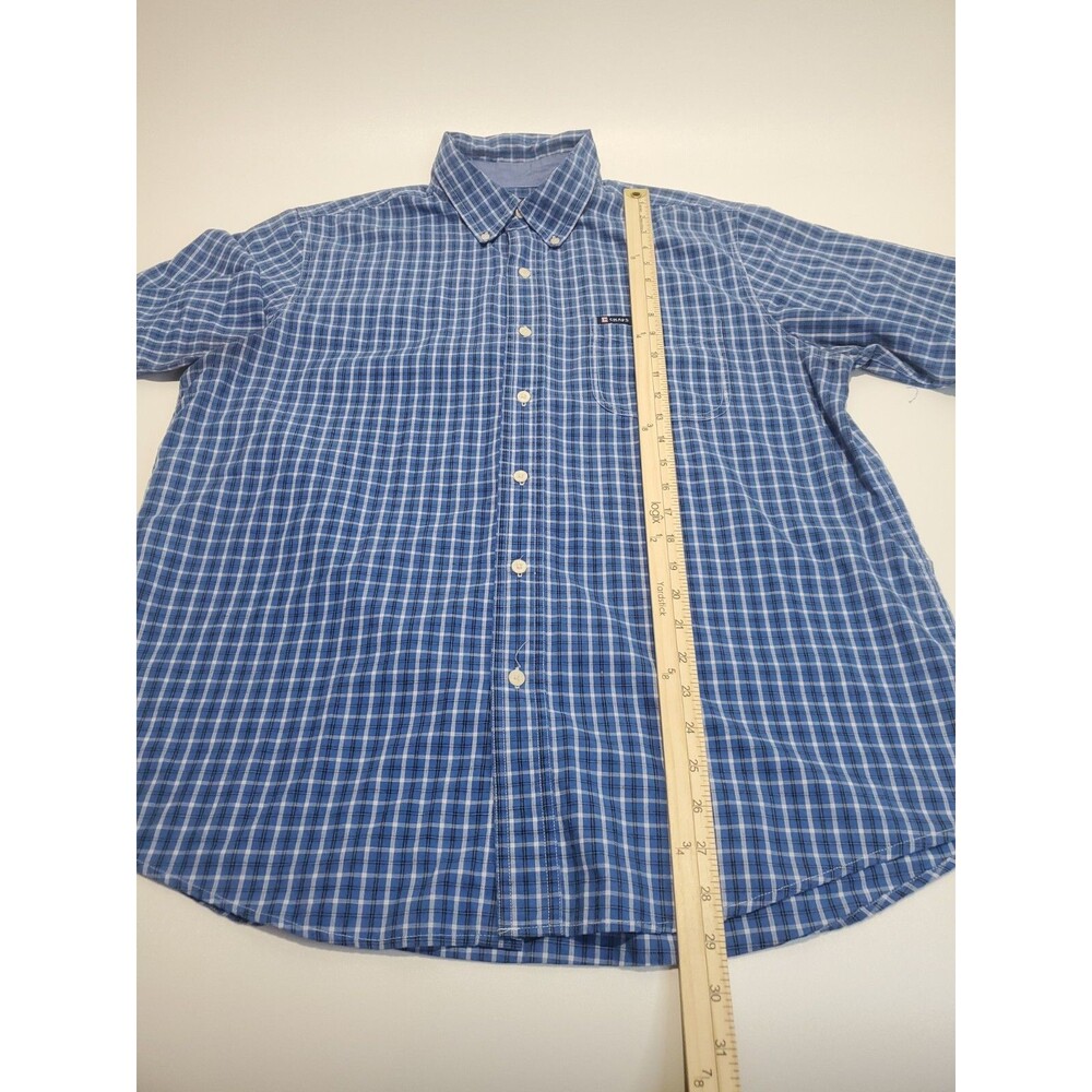 Chaps By Ralph Lauren Men's Short Sleeve Button Up Dress Shirt, Large, Blue - Picture 2 of 9